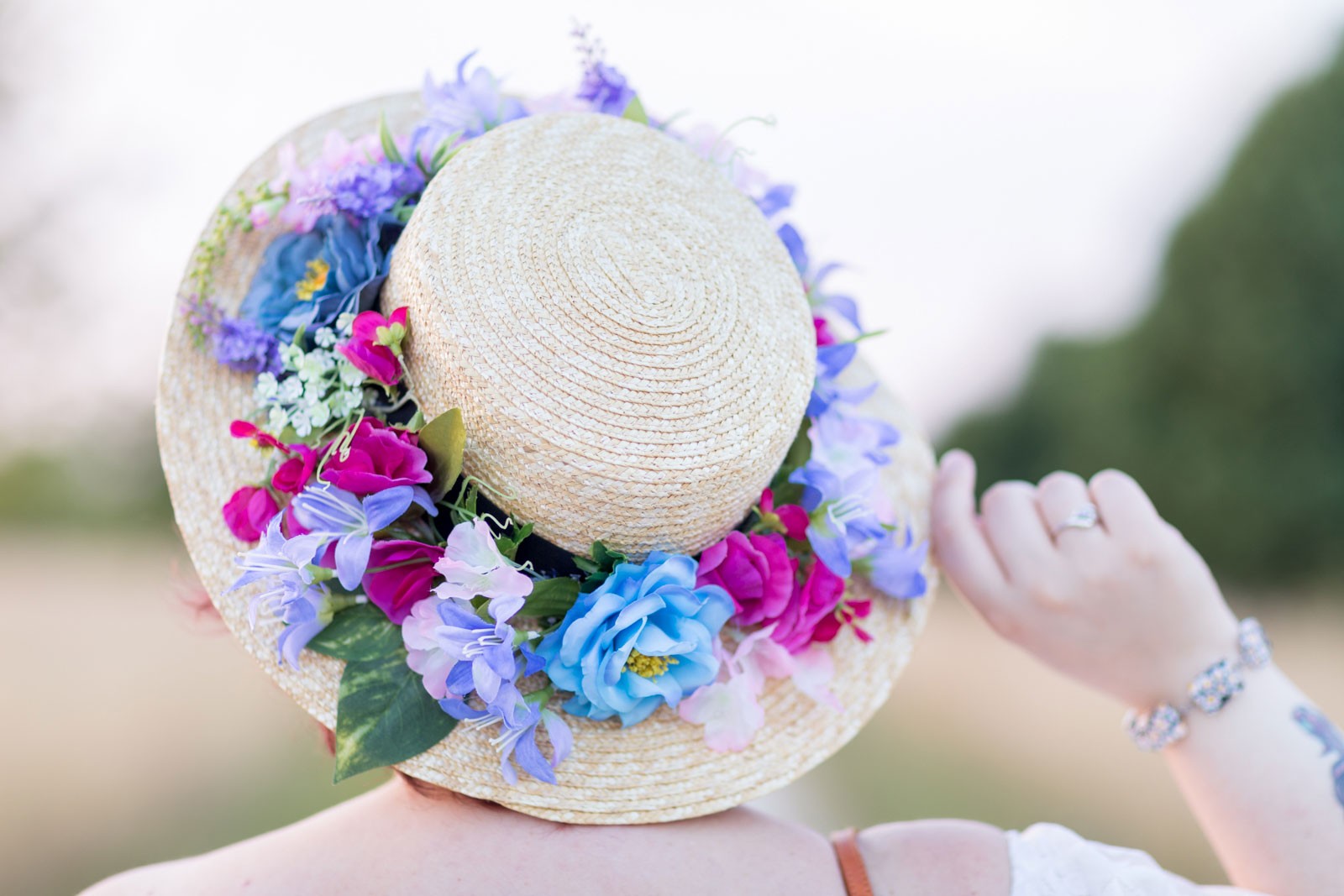 Ninaah bulles, shein grande taille, impressionniste, mlle.botanik, blogeuse, look, diy, couture, jupe, bucolique, chapeau, canotier, fleurs, été