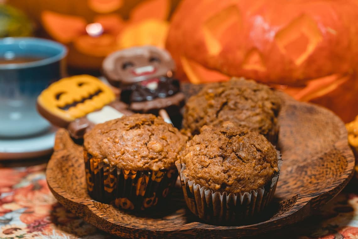 ninaah bulles, citrouilles, citrouille, halloween, recette, muffin, gâteau, noix, épices