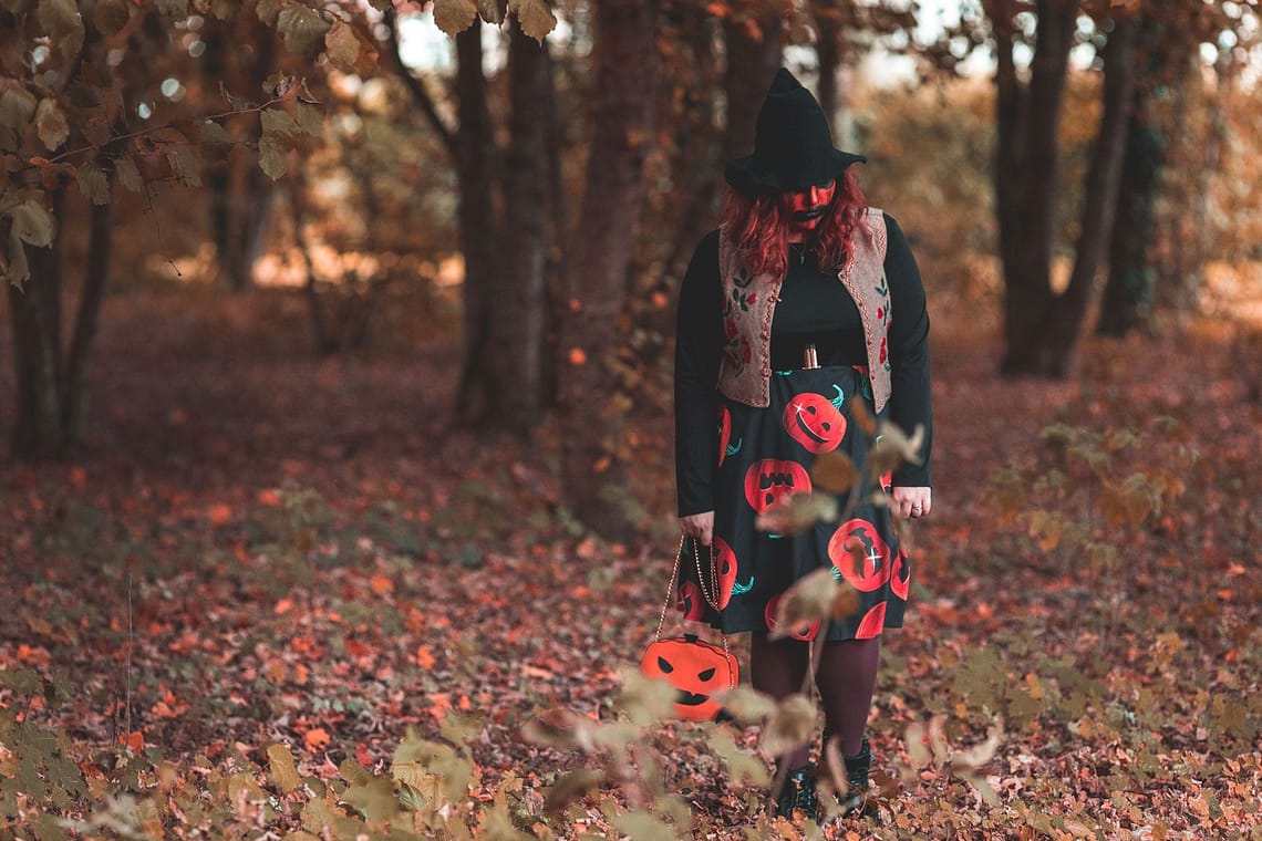 ninaah bulles, citrouilles, citrouille, halloween, sorciere, grande taille, dresslily, look, ginger hair, witch, dresslily plussize