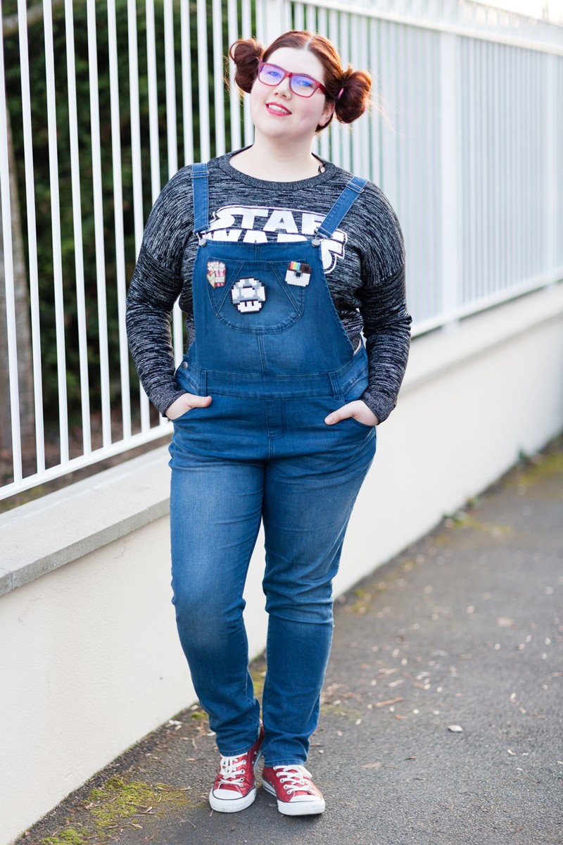 Geekette, starwart, leia, ninaah bulles, grande taille, salopette