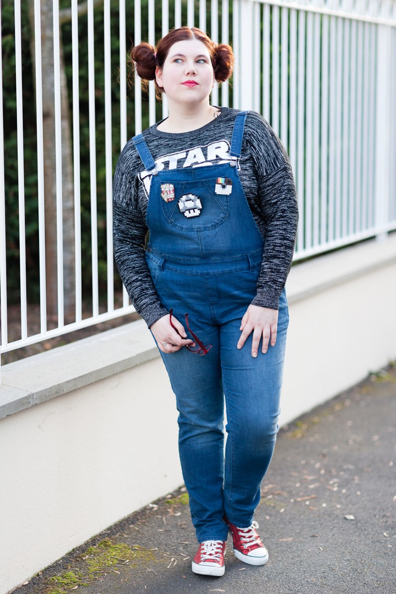 Geekette, starwart, leia, ninaah bulles, grande taille, salopette