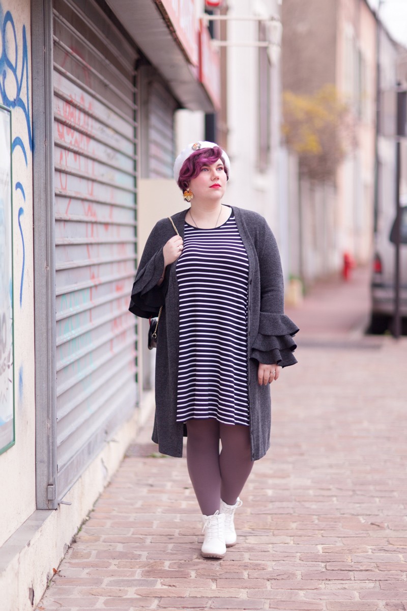 shein plus, shein grande taille, plussize, ninaah bulles, vintage, stripes, rayure, grosse, look, mode, outfit