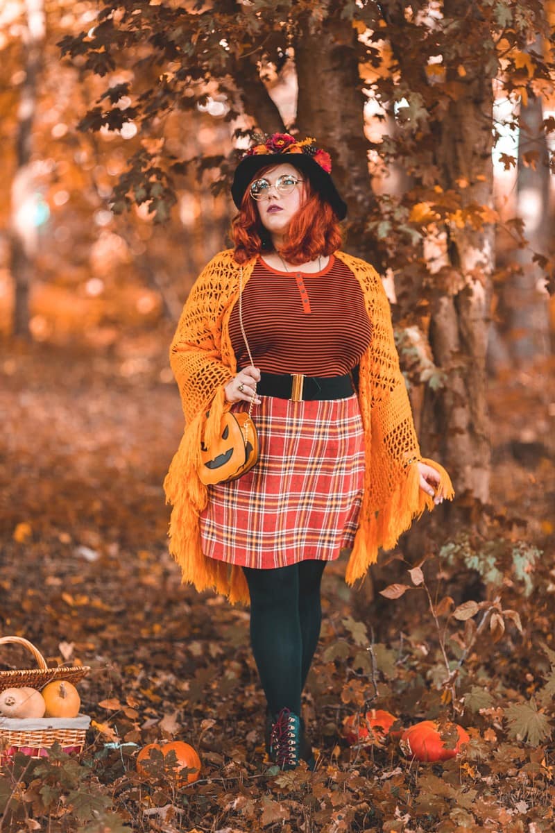 ninaah bulles, citrouilles, citrouille, halloween, sorciere, grande taille, shein, c et a, look, ginger hair, witch, shein plussize